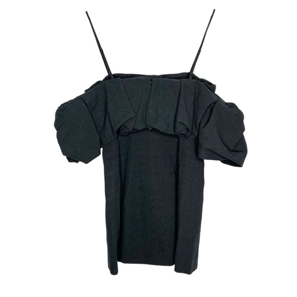 Jonathan Simkhai Puff Off Shoulder Mini Dress Black Size 4 NEW - Picture 6 of 15